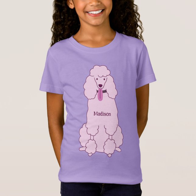Camiseta Poodle Rosa de Texto Personalizado (Frente)