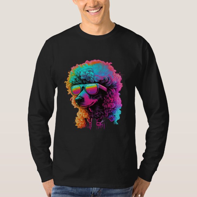 Camiseta Poodle s Retro Glitch Synthwave (Frente)