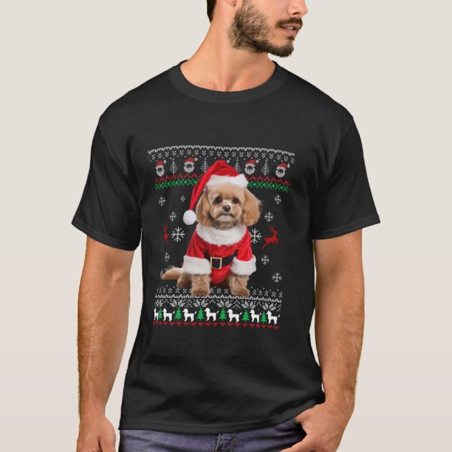 Camiseta Poodle Santa Hat de Natal Feia (Frente)