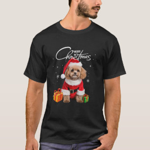 Camiseta Poodle Santa Hat Feliz Árvore De Natal Xmas Do