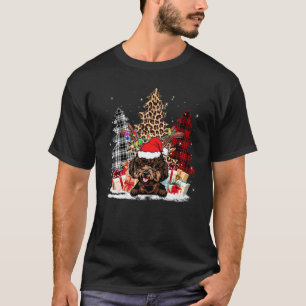 Camiseta Poodle Santa Hat Light Buffalo Xadrez Leopard Xmas