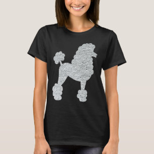 Camiseta Poodle Sequin Branco Em Fundo Preto