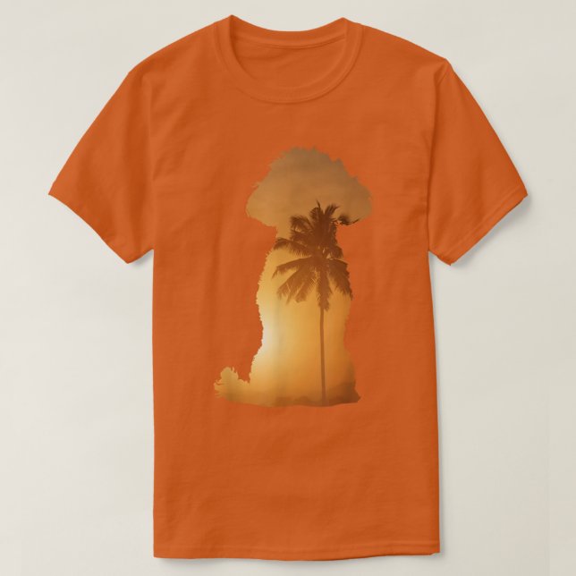 Camiseta Poodle Silhouette BeachDog Summer Sunset (Frente do Design)