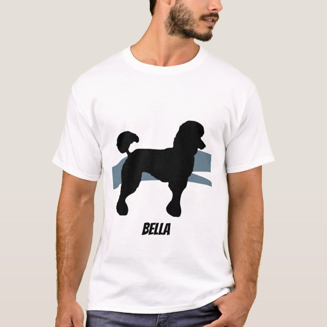 Camiseta Poodle Silhouette em T-shirt azul-splash (Frente)