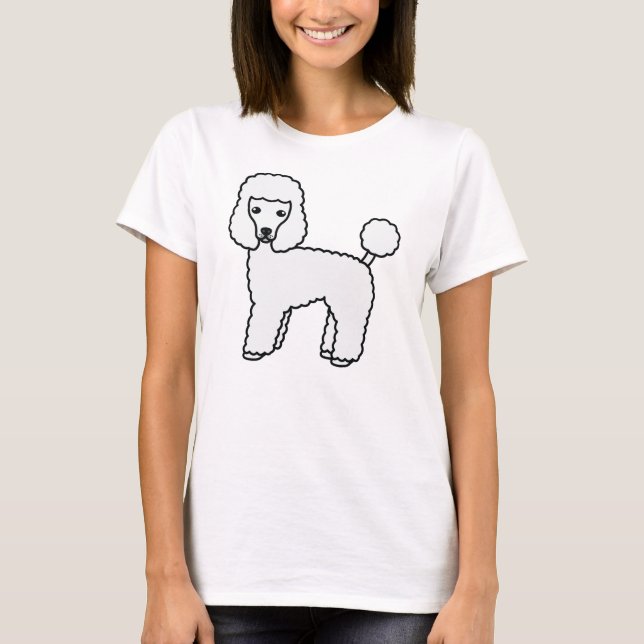 Camiseta Poodle Toy Branco Cachorro de Desenho Fofo (Frente)