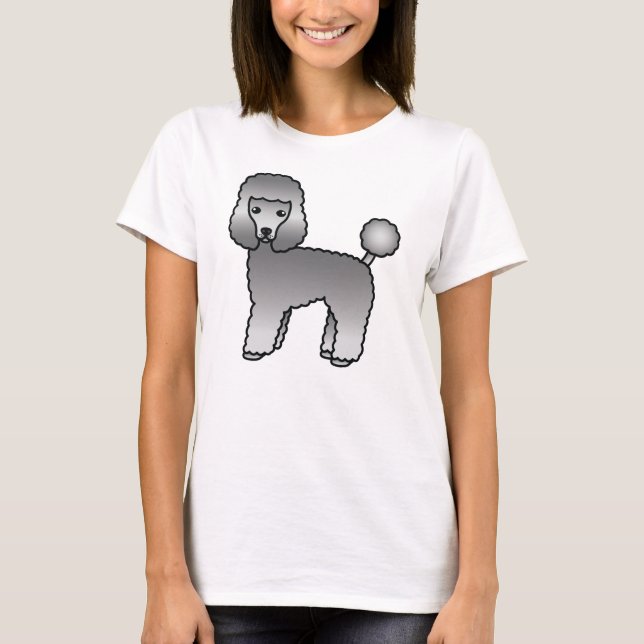 Camiseta Poodle Toy Cinza Fofo Cachorro Cartoon (Frente)