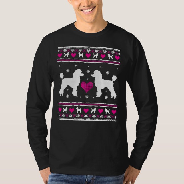 Camiseta Poodle Ugly Christmas Hoodie Sweater Idea Fo (Frente)