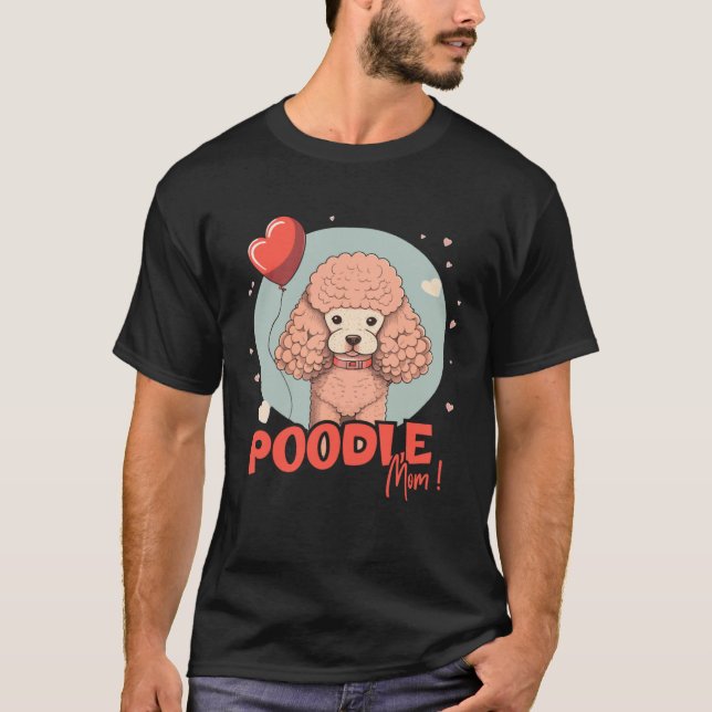 Camiseta Poodledog com decoração cardíaca Poodlemom (Frente)