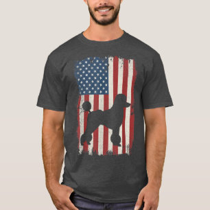 Camiseta Poodles American Flag USA Dog Lovers Puppy EUA 