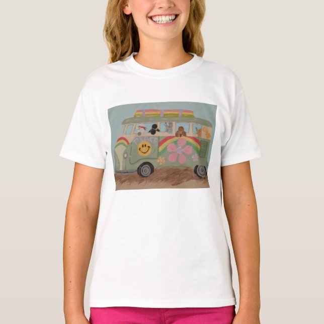 Camiseta Poodles na Van Hippie (Frente)