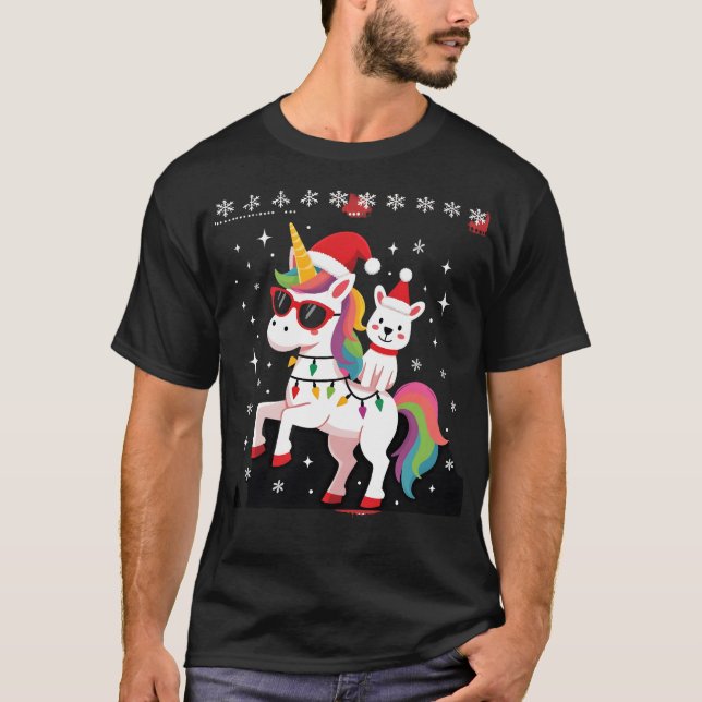 Camiseta Poodles Óculos de Sol Poodle de Natal Uni (Frente)