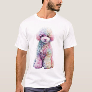 Camiseta Poodles Pastel de Arco-Íris Homens