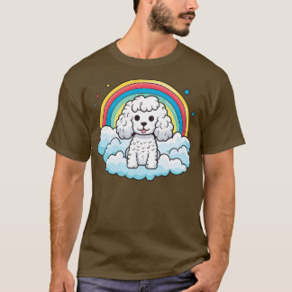 Camiseta Poodô Branco Cujo Arco-Íris Nuvem Cachorro Cachorr