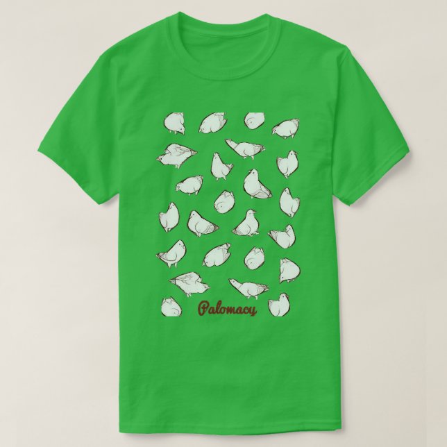 Camiseta Poofy Pigeons branco 1 (Frente do Design)
