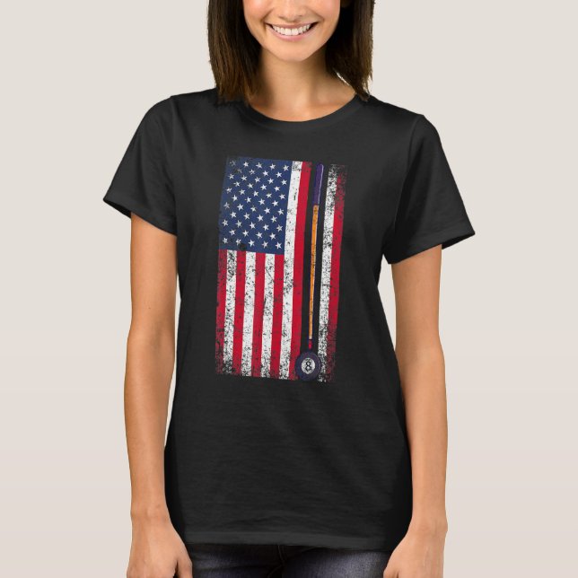 Camiseta Pool Billiards American Flag Gift (Frente)
