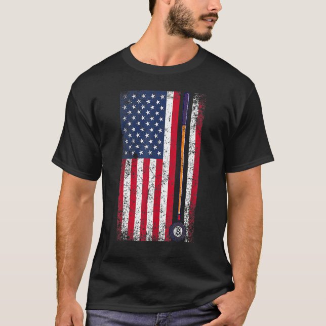 Camiseta Pool Billiards American Flag Gift (Frente)