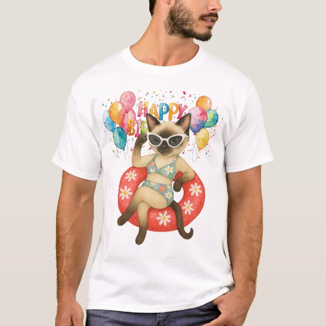 Camiseta Pool Birthday Party for Cat Lovers (Frente)