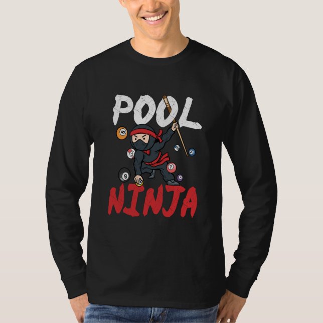 Camiseta Pool Ninja  Billiards Player Sports Enthusiast Gam (Frente)