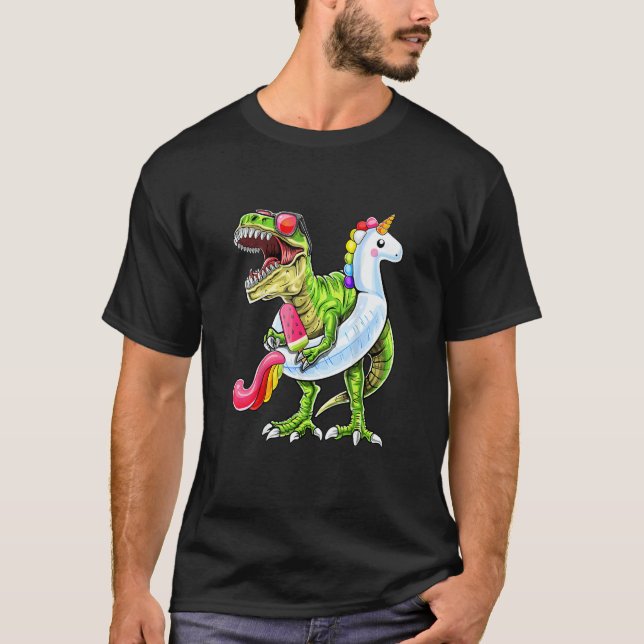 Camiseta Pool Party Rex Dinosaur Unicorn Float Summer (Frente)