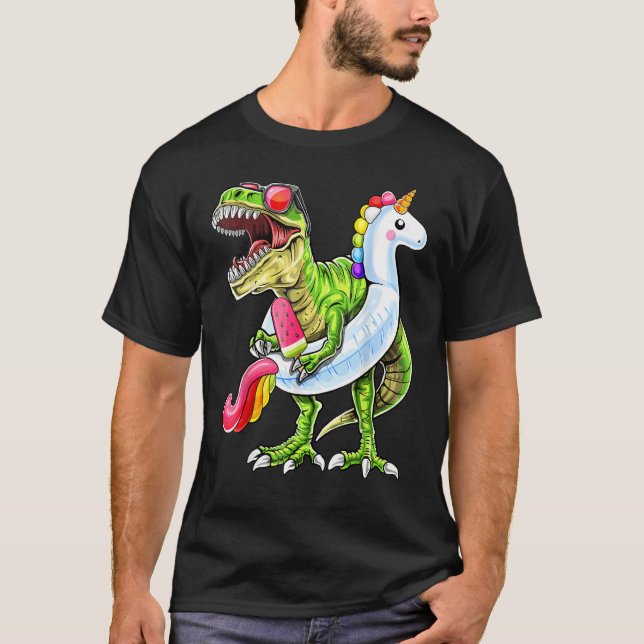 Camiseta Pool Party Rex Dinosaur Unicorn Float Summer 1 (Frente)