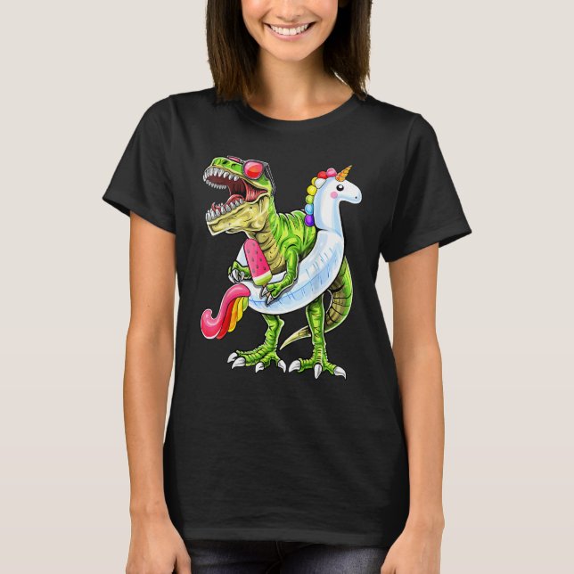 Camiseta Pool Party Rex Dinosaur Unicorn Float Summer 1 (Frente)