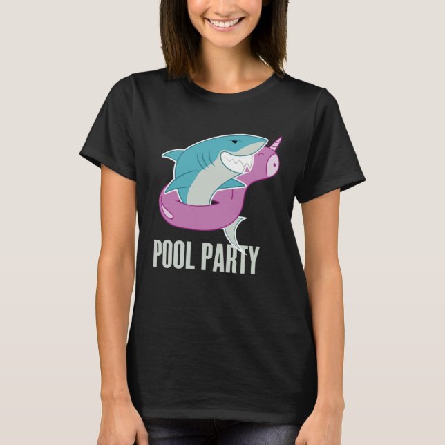 Camiseta Pool Party  Shark Unicorn Fishing (Frente)