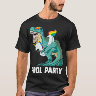 Camiseta Pool Party T Rex Dinosaur Unicorn Float Summer Rai