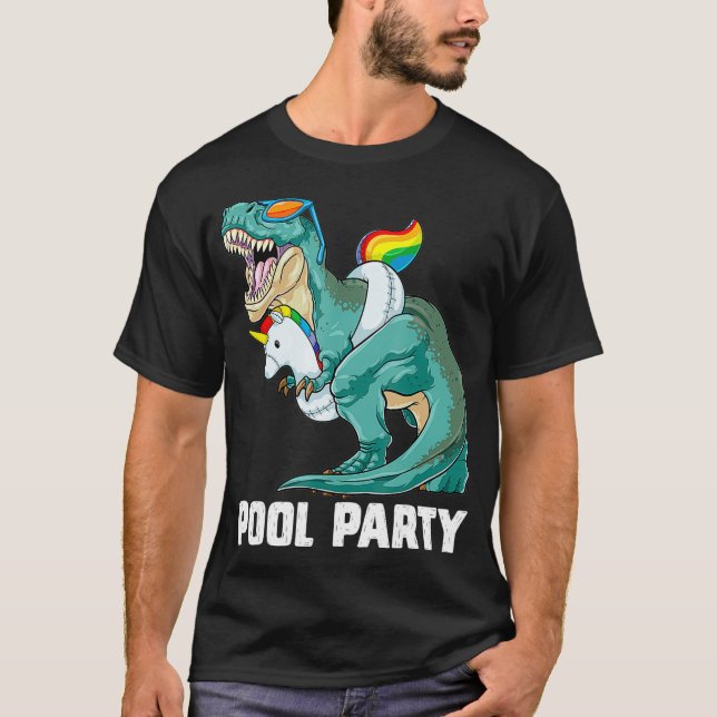 Camiseta Pool Party T Rex Dinosaur Unicorn Float Summer Rai (Frente)