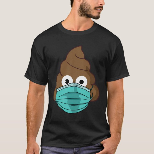 Camiseta Poop Emoji Com Facemask Engraçado Quarantine Poop  (Frente)