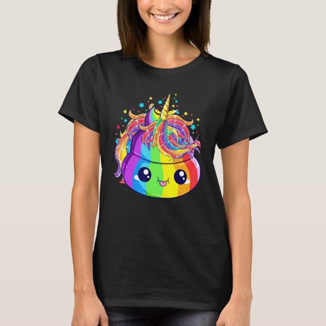 Camiseta Poop Unicorn Arco-Íris Haloentre (Frente)