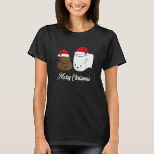 Camiseta Poop Xmas E Papel De Banheiro Santa Hat Melhor Ami