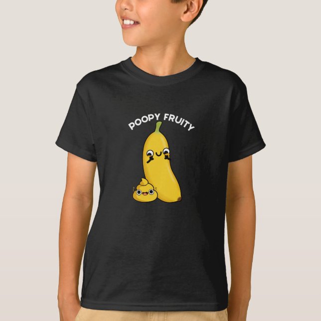 Camiseta Poopy Fruity Fruta Engraçada Banana Pun Dark BG (Frente)