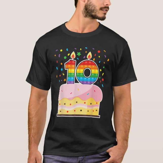 Camiseta Pop 10º Birthday Cake Girls Boys 10º Anos (Frente)