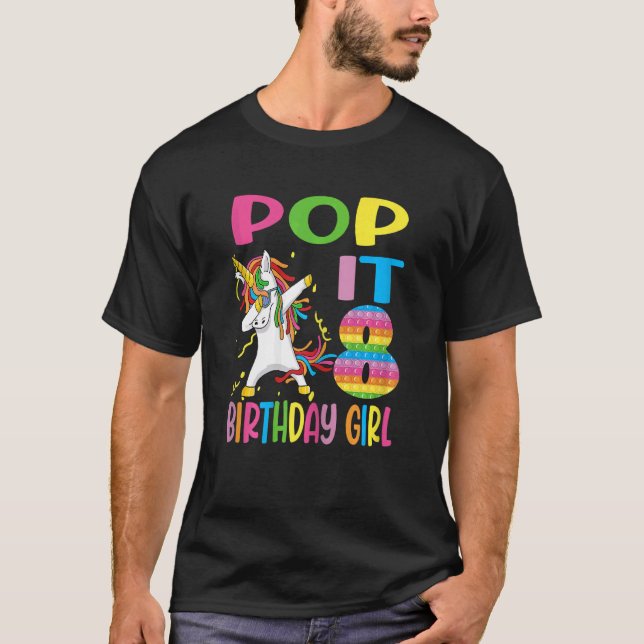 Camiseta Pop 8 Anos Aniversário Garota Fidget Toy Dabbing (Frente)