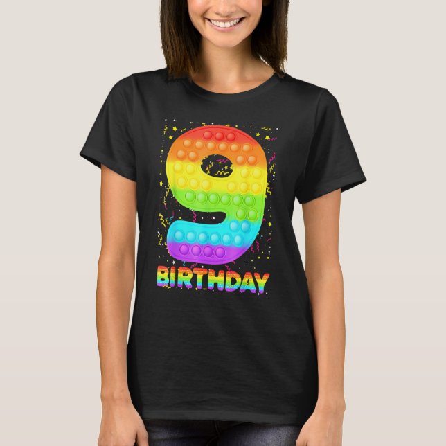 Camiseta Pop 9. Aniversário Meninas Meninos 9 Anos (Frente)