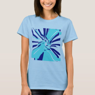 Camiseta Pop Aqua Abstrato girando Marinho espiral