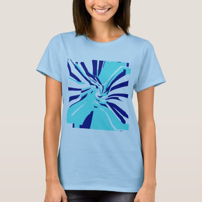 Camiseta Pop Aqua Abstrato girando Marinho espiral (Frente)