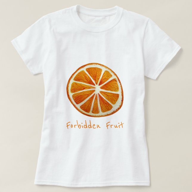 Camiseta Pop art alaranjado suculento proibido da fruta do (Frente do Design)