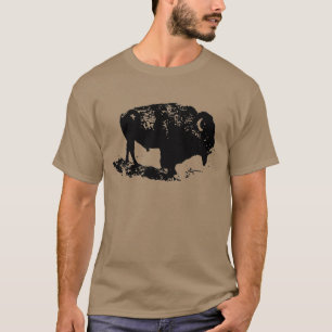 Camiseta Pop Art Black White Buffalo Bison Silhouette