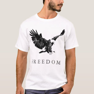 Camiseta Pop Art Black White Freedom Eagand Landing