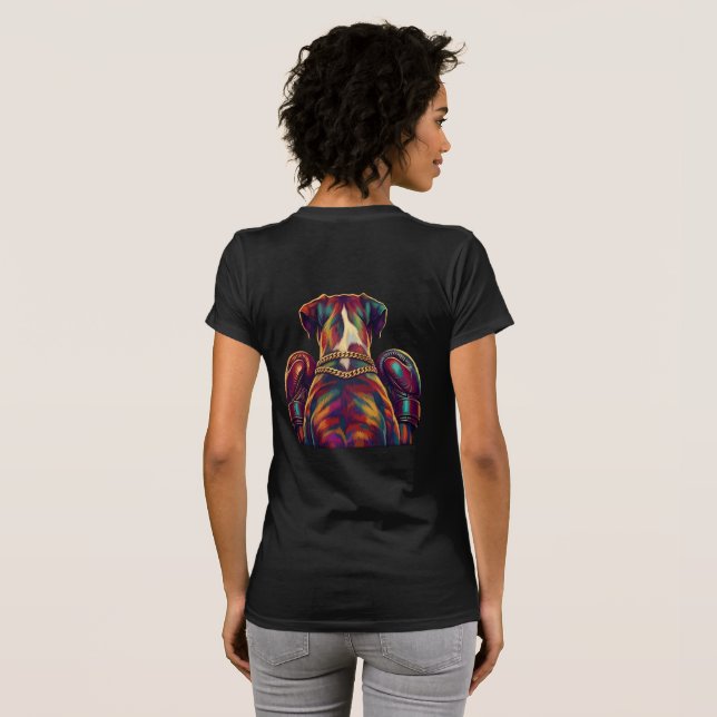 Camiseta Pop Art Boxer Dog Boxing front and back print (Parte Traseira Completa)