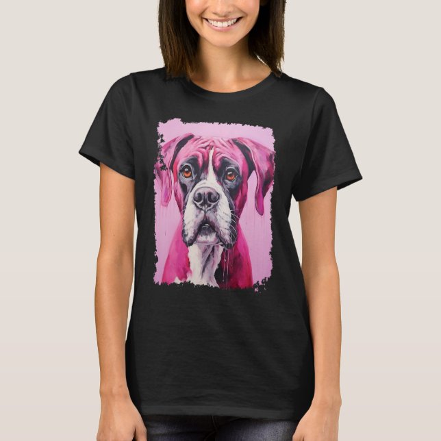 Camiseta Pop Art Boxer Dog Pink (Frente)