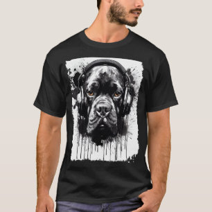 Camiseta Pop Art Boxer Grafite Estilo de Cachorro Fone de O