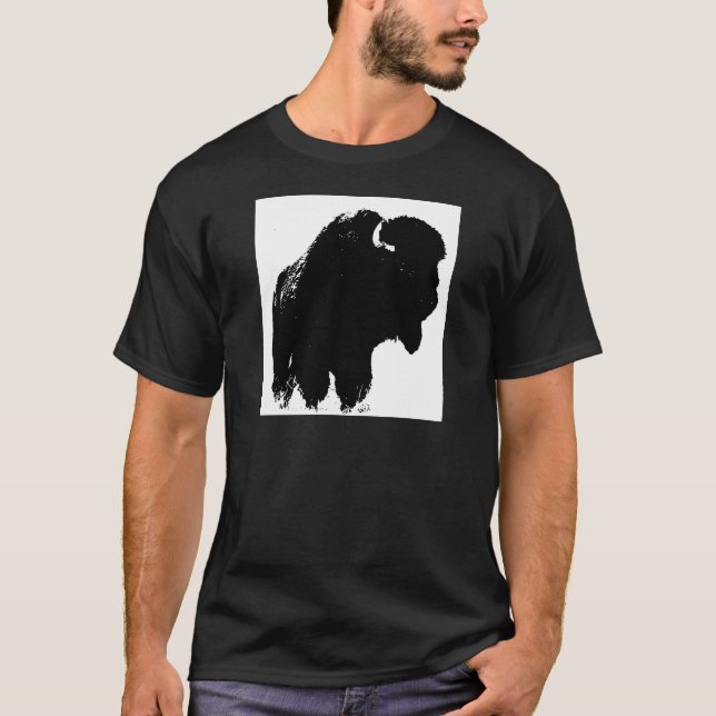 Camiseta Pop Art Buffalo Bison Silhouette (Frente)