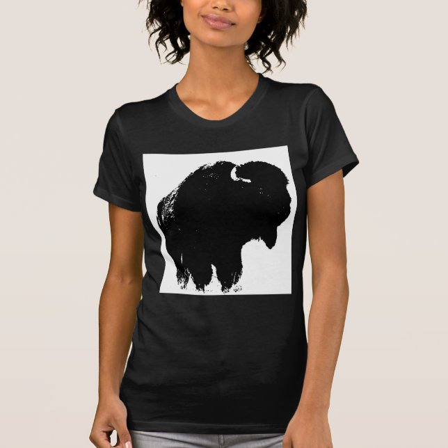 Camiseta Pop Art Buffalo Bison Silhouette (Frente)