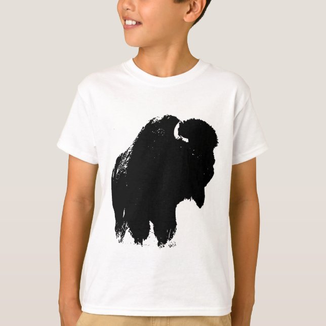 Camiseta Pop Art Buffalo Bison Silhouette (Frente)