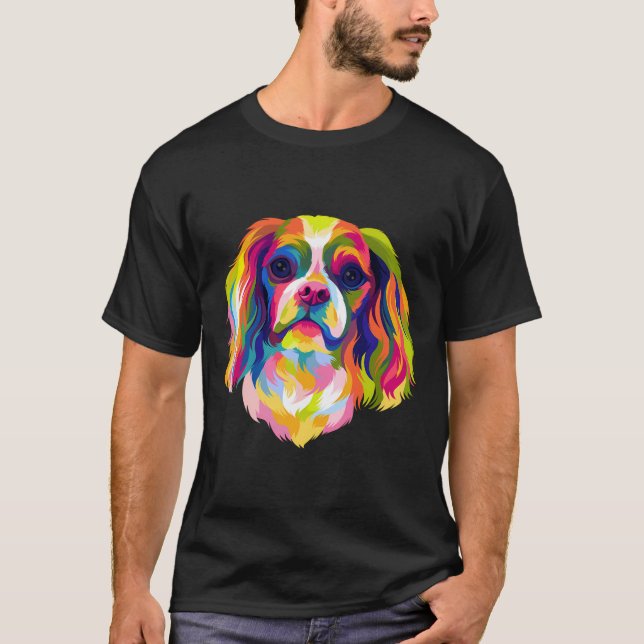 Camiseta Pop Art Cavalier King Charles Spaniel Cute Dog Lov (Frente)