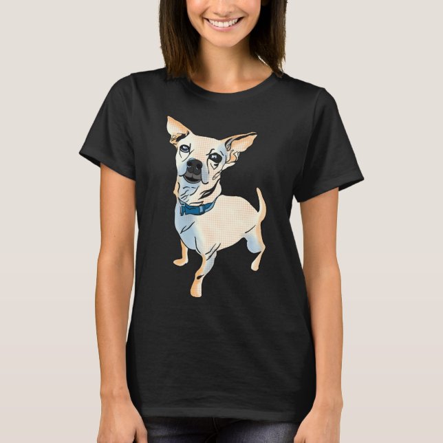 Camiseta Pop Art Chihuahua Raça Gráfico Sozinho (Frente)