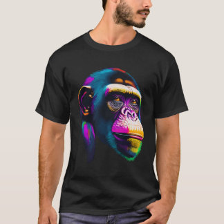 Camiseta Pop Art Chimpanzee Chimp Animal Macaco Face Ape Mo