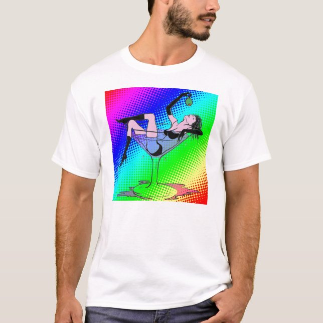 Camiseta Pop art da menina de Martini por C. Higby (Frente)